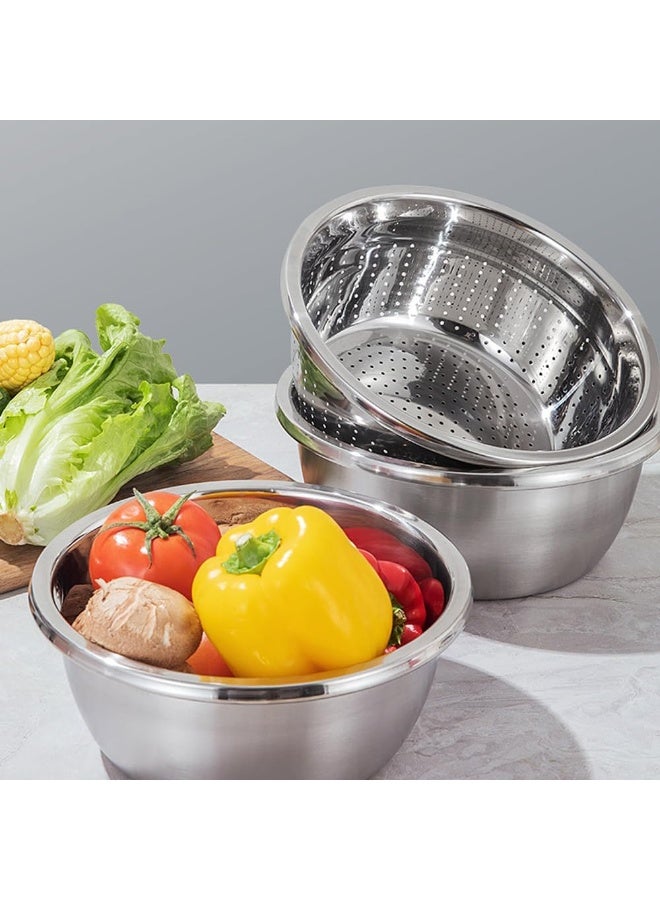 كيتشينو حوض مبشرة ستانلس ستيل متعدد الوظائف 3 في 1، مصفاة ومصفاة وسلة تصريف ووعاء لصنع السلطة... 1 - Image 3